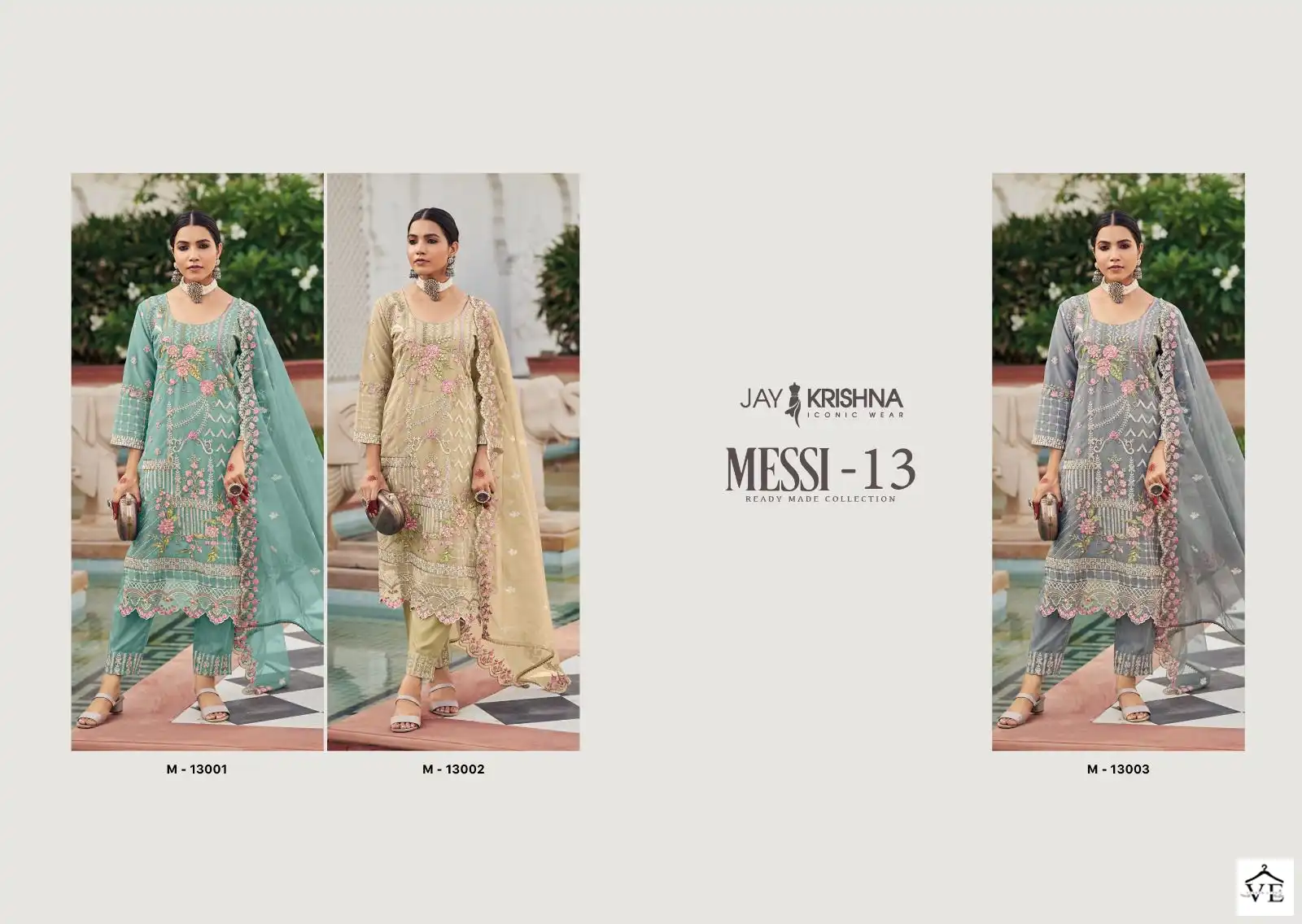 VE Messi-13 Heavy Organza Wholesale Readymade Suit Catalog — Wholesale Salwar Suits, MPA wholesale from Surat — view 4