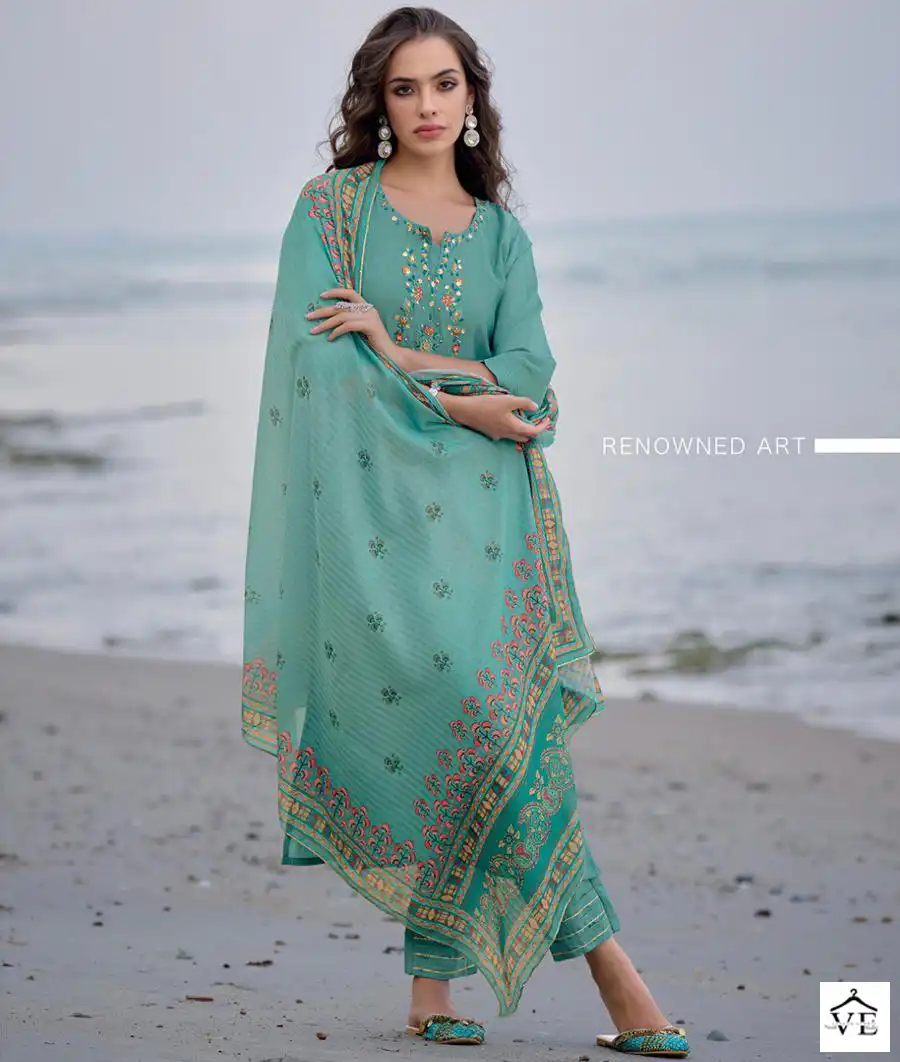Ladies Flavour Mirza Pure Chanderi Modal Wholesale Readymade Suits Catalog — Wholesale Salwar Suits, MPA wholesale from Surat — view 1