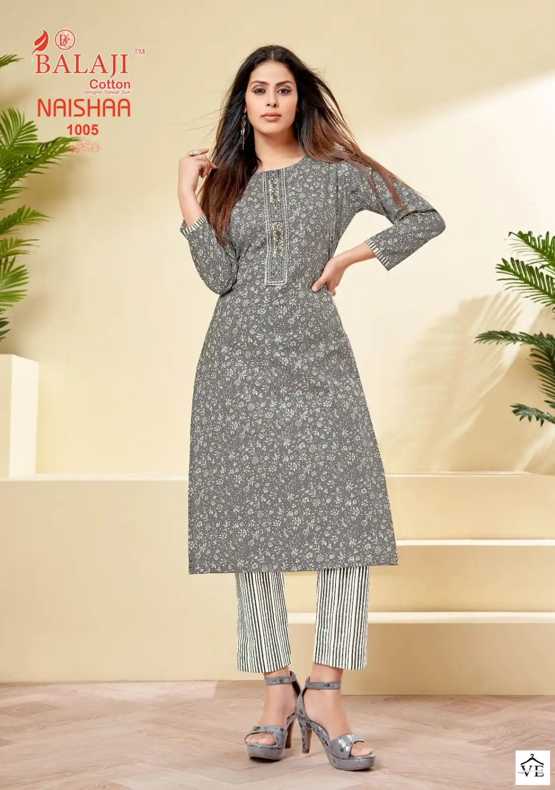 Balaji Naishaa Cotton Wholesale Kurti With Pant Catalog — Wholesale Kurtis, MPA wholesale from Surat - Gallery Image 6
