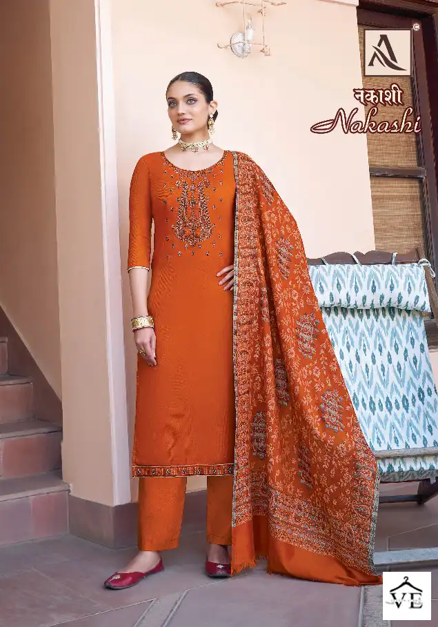 Alok Suits Nakashi Pure Viscose Pashmina Wholesale Winter Wear Salwar Suit Catalog — Wholesale Salwar Suits, MPA wholesale from Surat - Gallery Image 2
