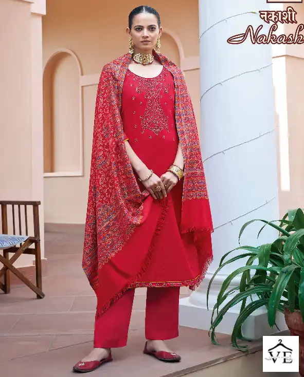 Alok Suits Nakashi Pure Viscose Pashmina Wholesale Winter Wear Salwar Suit Catalog — Wholesale Salwar Suits, MPA wholesale from Surat — view 1
