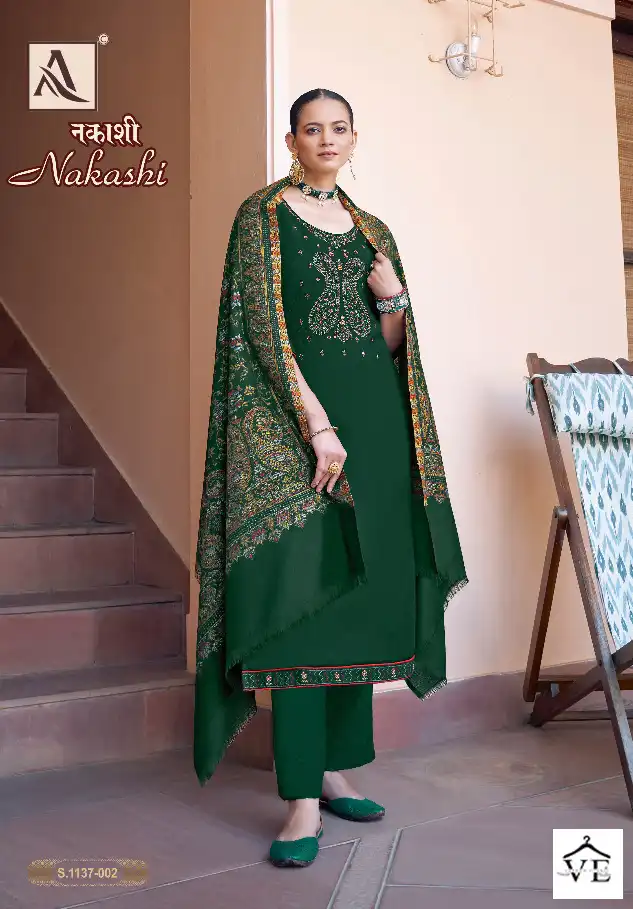Alok Suits Nakashi Pure Viscose Pashmina Wholesale Winter Wear Salwar Suit Catalog — Wholesale Salwar Suits, MPA wholesale from Surat - Gallery Image 3