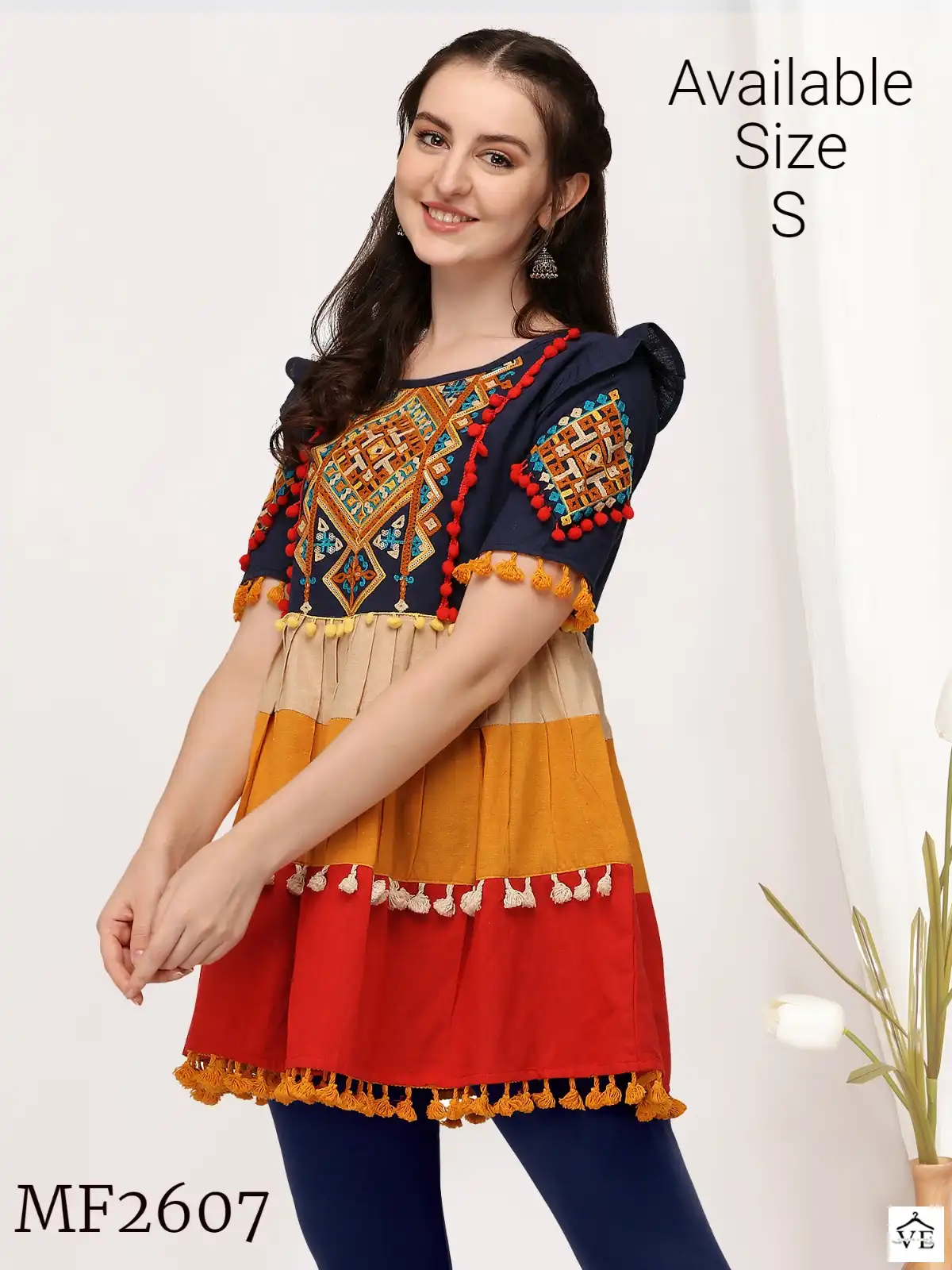 VE Navrang 100% Cotton Wholesale Female Kedia With Skirt Catalog — Singles, MPA wholesale from Surat — view 4