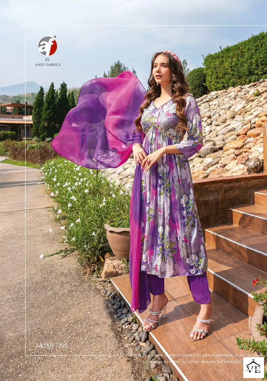 Anju Fashion Nazar Vol 4 Pure Chinon Wholesale Readymade Suits Catalog — Wholesale Salwar Suits, MPA wholesale from Surat - Gallery Image 4