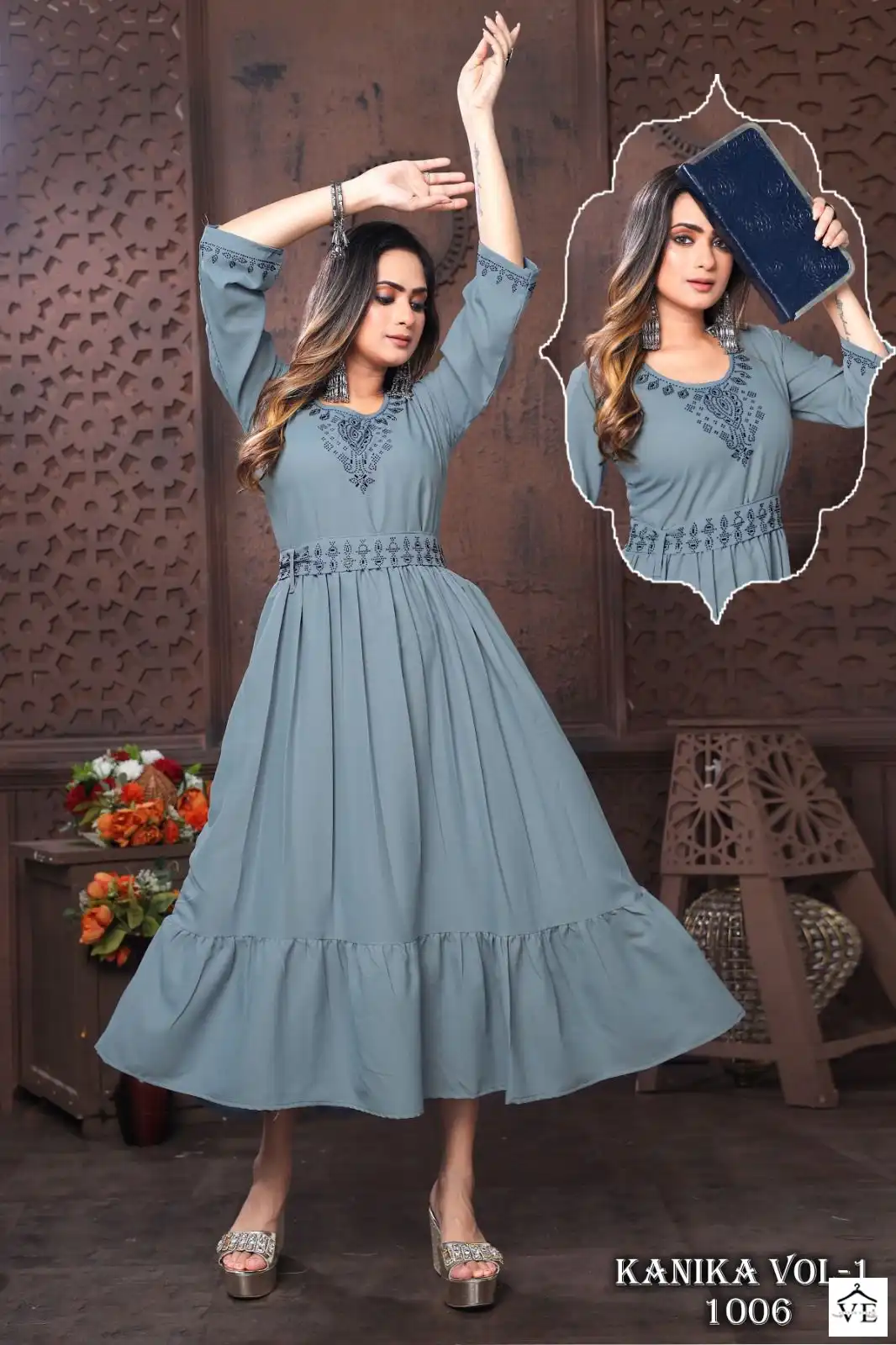 Beauty Queen New Kanika Vol 1 Fancy Material Wholesale Kurtis With Belt Catalog — Wholesale Kurtis, MPA wholesale from Surat - Gallery Image 3