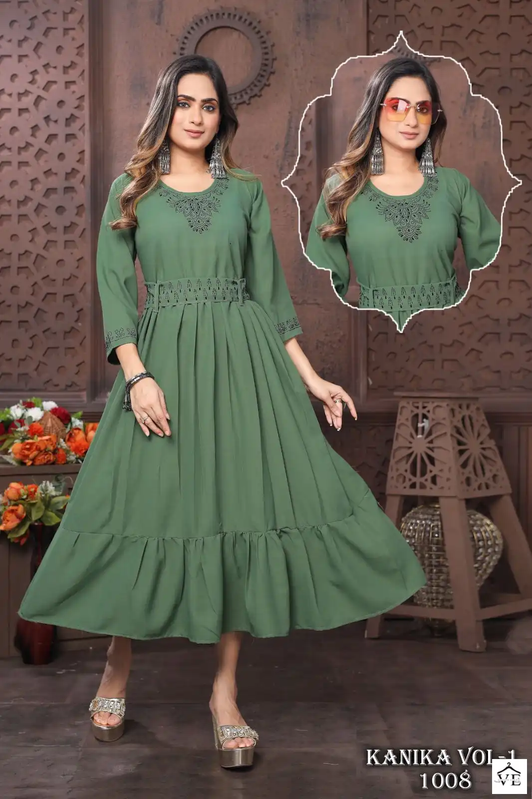 Beauty Queen New Kanika Vol 1 Fancy Material Wholesale Kurtis With Belt Catalog — Wholesale Kurtis, MPA wholesale from Surat - Gallery Image 2