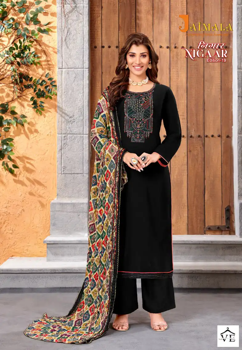 Alok Suits Jaimala Nigaar Vol 19 Pure Rayon Slub Wholesale Salwar Suit Catalog — Wholesale Salwar Suits, MPA wholesale from Surat - Gallery Image 6