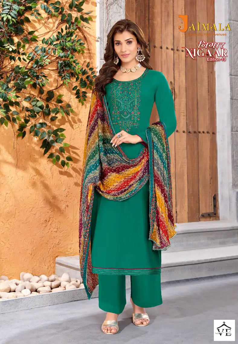 Alok Suits Jaimala Nigaar Vol 19 Pure Rayon Slub Wholesale Salwar Suit Catalog — Wholesale Salwar Suits, MPA wholesale from Surat - Gallery Image 5