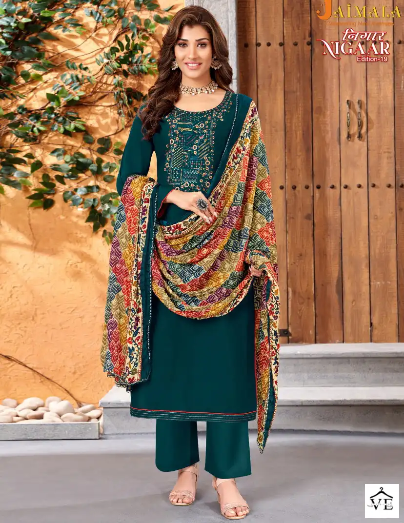Alok Suits Jaimala Nigaar Vol 19 Pure Rayon Slub Wholesale Salwar Suit Catalog — Wholesale Salwar Suits, MPA wholesale from Surat — view 1