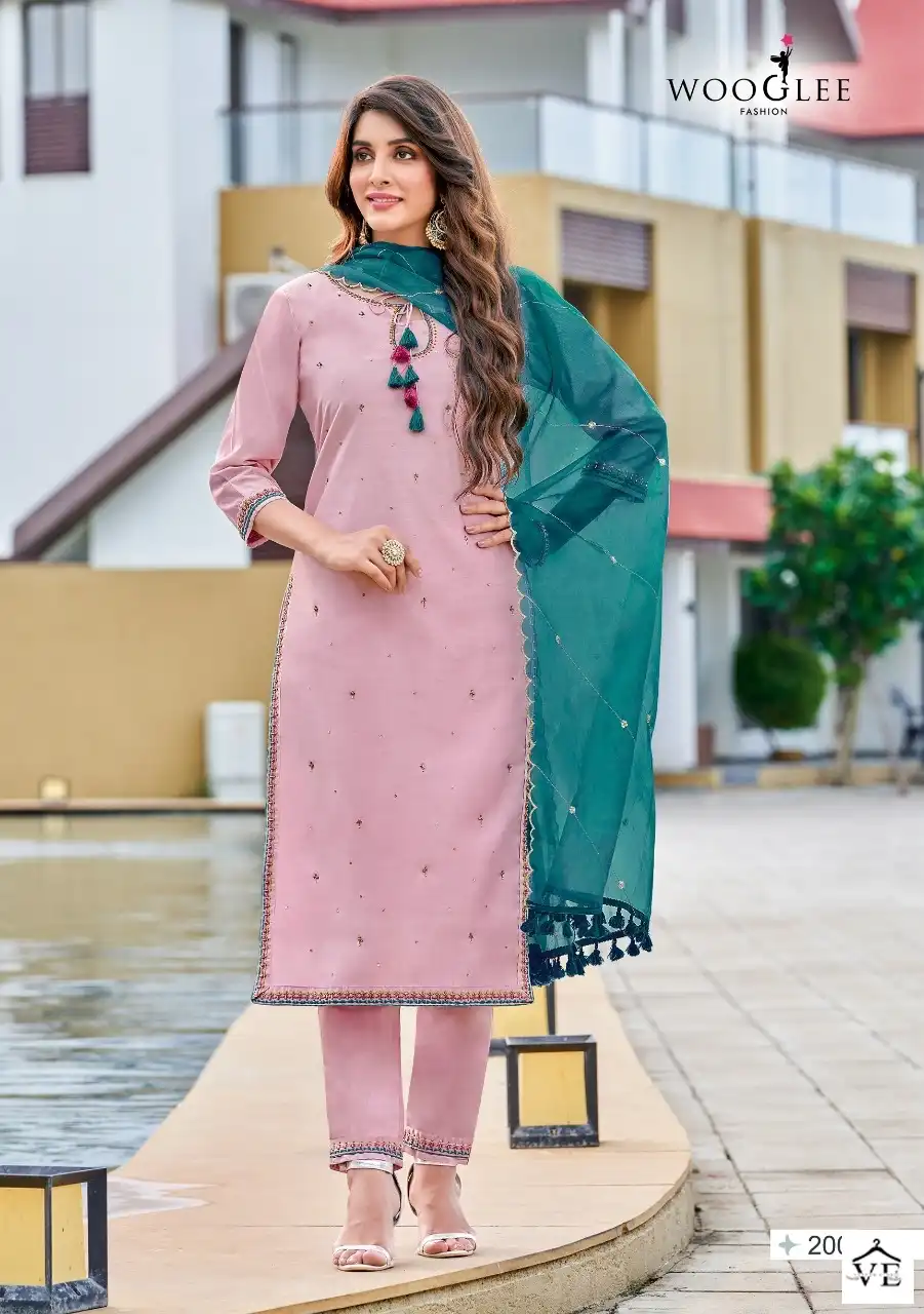 Wooglee Nikhar Pure Viscose Silk Wholesale Readymade Salwar Suit Catalog - Image 2