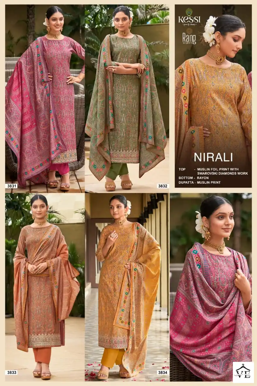 Rang Nirali Muslin Wholesale Salwar Suit Catalog — Wholesale Salwar Suits, MPA wholesale from Surat — view 5