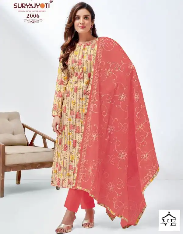Suryajyoti Nisha Vol 2 Cotton Wholesale Fancy Salwar Suit Catalog — Wholesale Salwar Suits, MPA wholesale from Surat — view 1