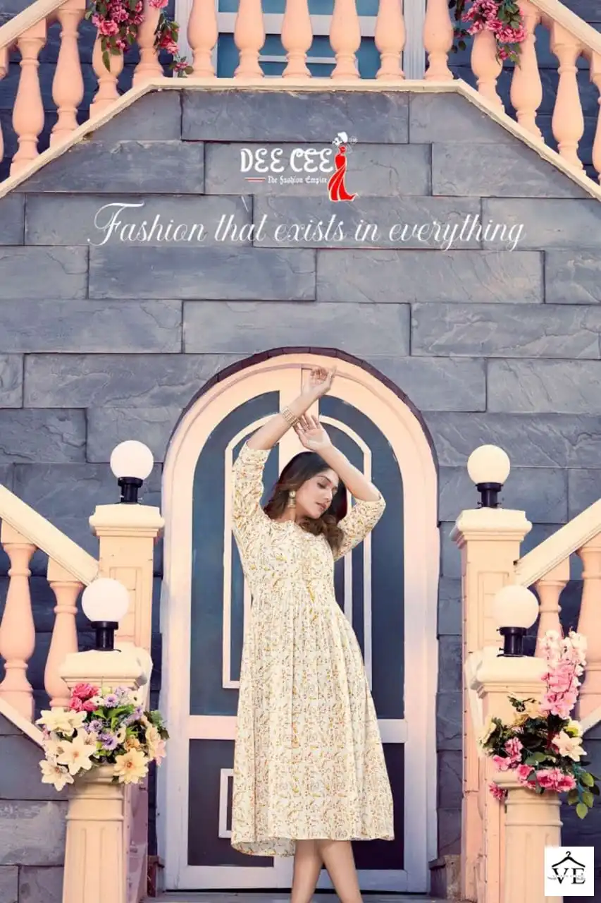 Deecee Naira Heavy Mal Print Wholesale Long Kurti Full Flaired Catalog — Wholesale Kurtis, MPA wholesale from Surat - Gallery Image 5