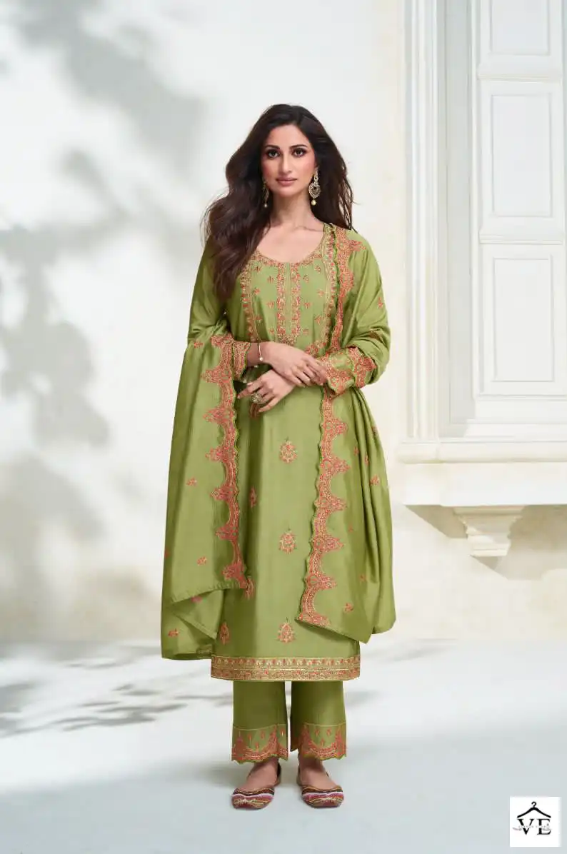 Aashirwad Olive 9723-9727 Premium Silk Wholesale Designer Wedding Salwar Suit Catalog — Wholesale Salwar Suits, Aashirwad Creation wholesale from Surat - Gallery Image 5
