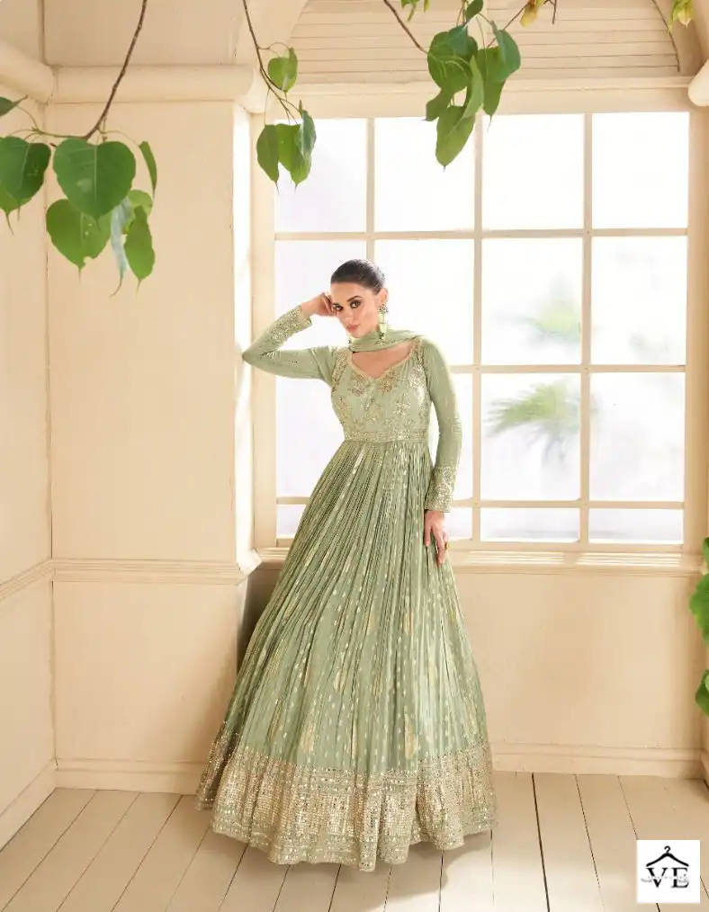 Sayuri Onaya Pure Viscos Silk Wholesale Gown With Dupatta Catalog — Wholesale Salwar Suits, Sayuri Designer wholesale from Surat - Gallery Image 3