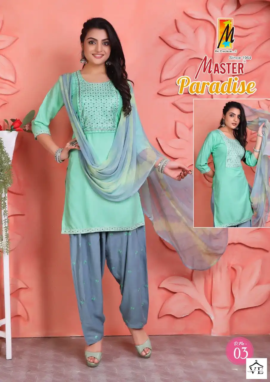 Master Paradise Rayon Wholesale Designer Readymade Salwar Suit Catalog — Wholesale Salwar Suits, MPA wholesale from Surat - Gallery Image 2