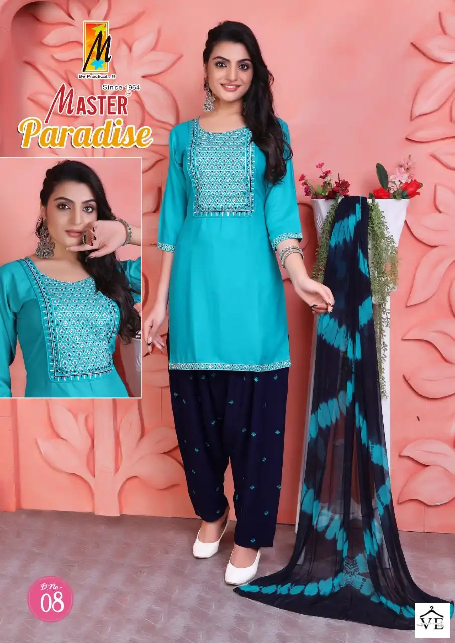 Master Paradise Rayon Wholesale Designer Readymade Salwar Suit Catalog — Wholesale Salwar Suits, MPA wholesale from Surat - Gallery Image 6