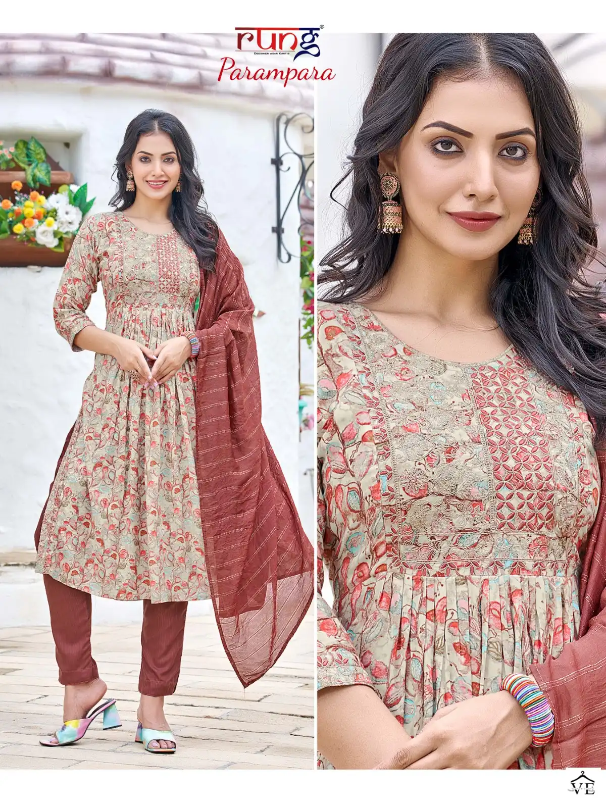 Rung Maitri Vol 2 Rayon Wholesale Readymade Nayra Cut Salwar Suit Catalog — Wholesale Salwar Suits, MPA wholesale from Surat - Gallery Image 3