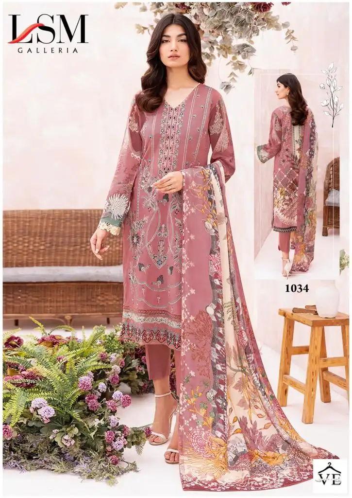 Lsm Galleria Parian Dream Vol 3 Lawn Cotton Wholesale Designer Print Pakistani Salwar Suit Catalog — Wholesale Salwar Suits, Lsm wholesale from Surat - Gallery Image 2