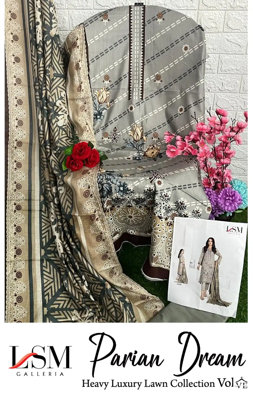 Lsm Galleria Parian Dream Vol 4 Heavy Lawn Cotton Wholesale Pakistani Salwar Suit Catalog — Wholesale Salwar Suits, Lsm wholesale from Surat - Gallery Image 9
