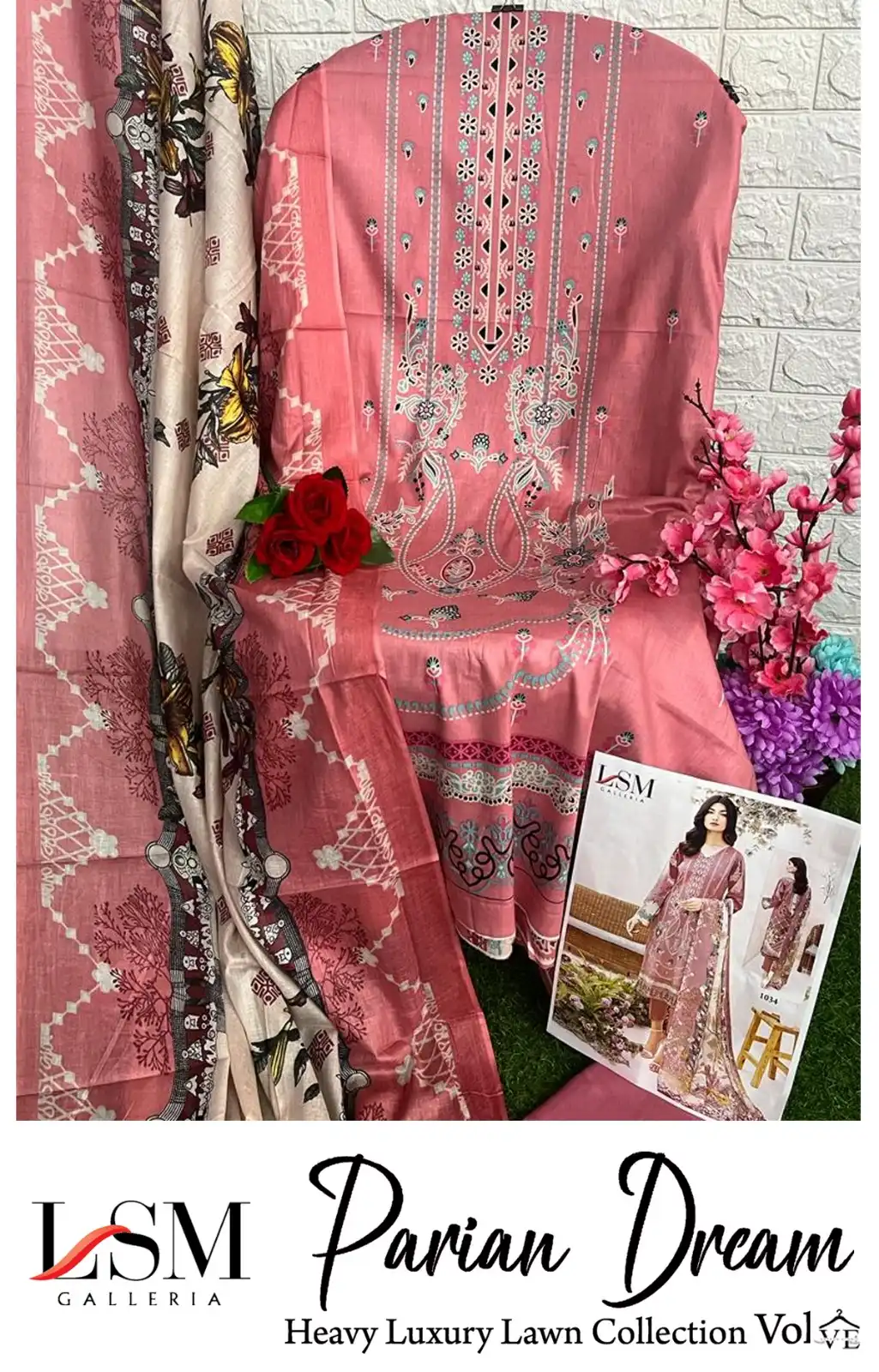 Lsm Galleria Parian Dream Vol 3 Lawn Cotton Wholesale Designer Print Pakistani Salwar Suit Catalog — Wholesale Salwar Suits, Lsm wholesale from Surat - Gallery Image 10