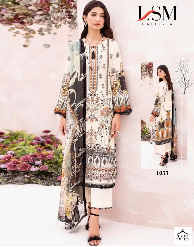 Lsm Galleria Parian Dream Vol 3 Lawn Cotton Wholesale Designer Print Pakistani Salwar Suit Catalog — Wholesale Salwar Suits, Lsm wholesale from Surat — view 1