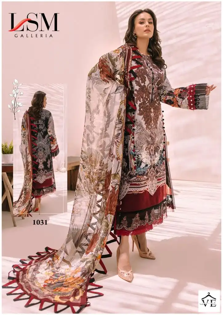Lsm Galleria Parian Dream Vol 3 Lawn Cotton Wholesale Designer Print Pakistani Salwar Suit Catalog — Wholesale Salwar Suits, Lsm wholesale from Surat - Gallery Image 3