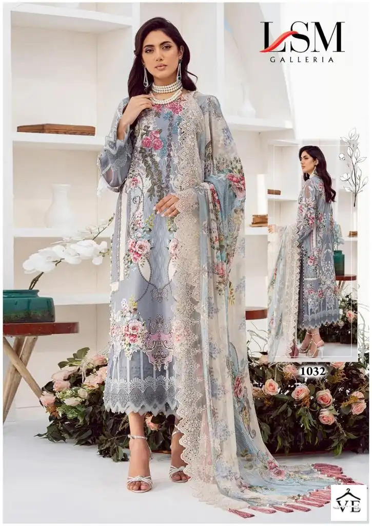 Lsm Galleria Parian Dream Vol 3 Lawn Cotton Wholesale Designer Print Pakistani Salwar Suit Catalog — Wholesale Salwar Suits, Lsm wholesale from Surat - Gallery Image 4