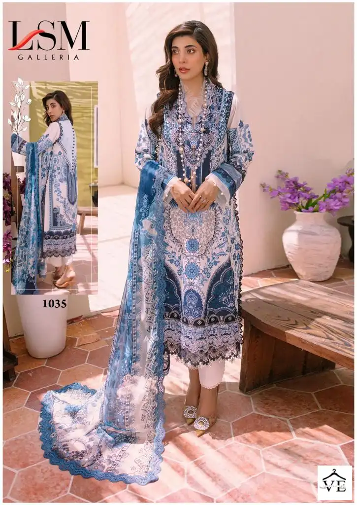 Lsm Galleria Parian Dream Vol 3 Lawn Cotton Wholesale Designer Print Pakistani Salwar Suit Catalog — Wholesale Salwar Suits, Lsm wholesale from Surat - Gallery Image 6