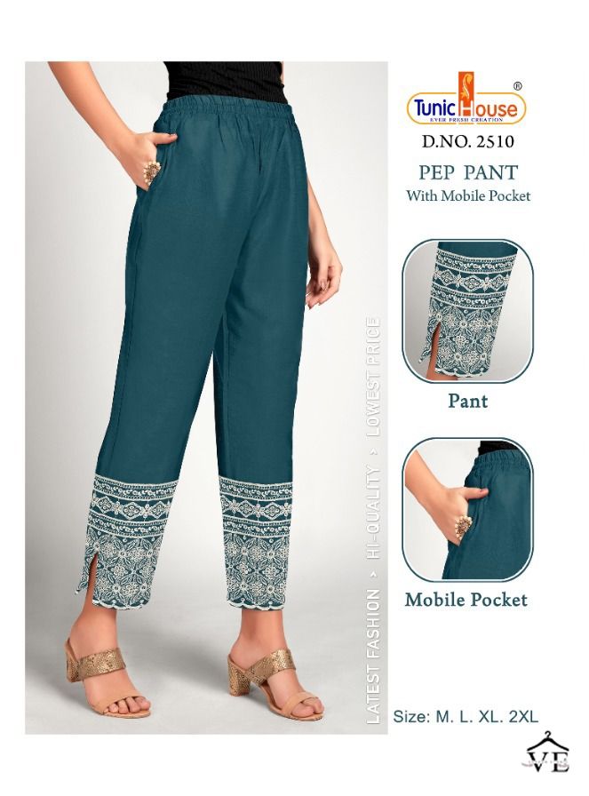 Tunic House Pep Pant Cambric Cotton Slub Wholesale Pant Catalog — Wholesale Kurtis, MPA wholesale from Surat — view 3