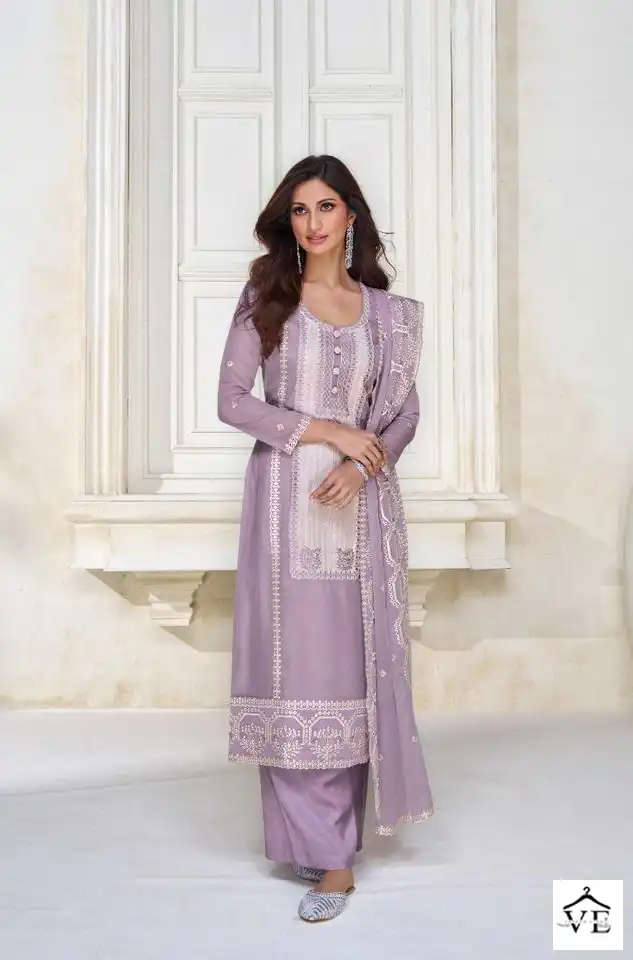 Aashirwad Pestal Organza Silk Wholesale Salwar Suit Catalog — Wholesale Salwar Suits, Aashirwad Creation wholesale from Surat - Gallery Image 3