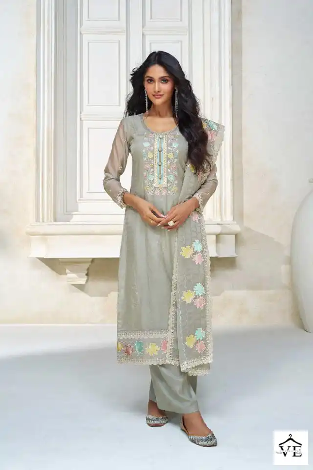 Aashirwad Pestal Organza Silk Wholesale Salwar Suit Catalog — Wholesale Salwar Suits, Aashirwad Creation wholesale from Surat - Gallery Image 4