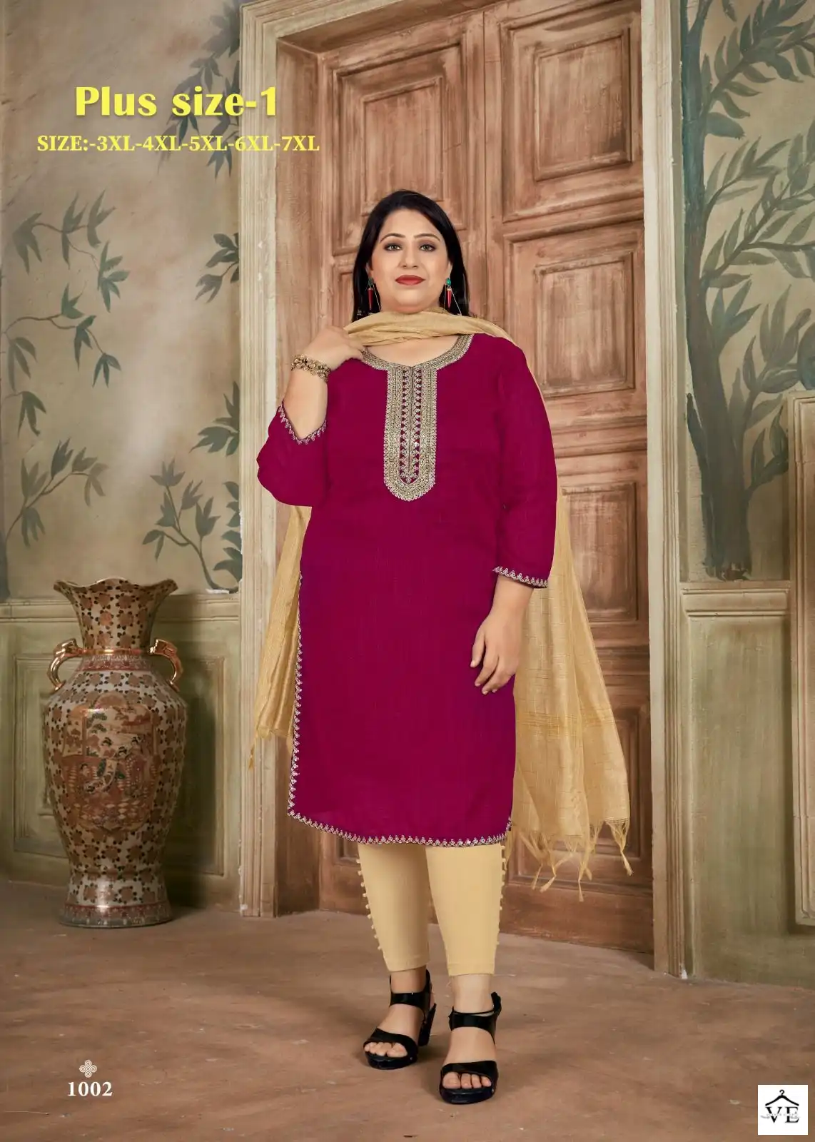Banwery Plus Size Vol-1 Russian Silk Wholesale Kurti With Dupatta Catalog — Wholesale Salwar Suits, Banwery wholesale from Surat - Gallery Image 3