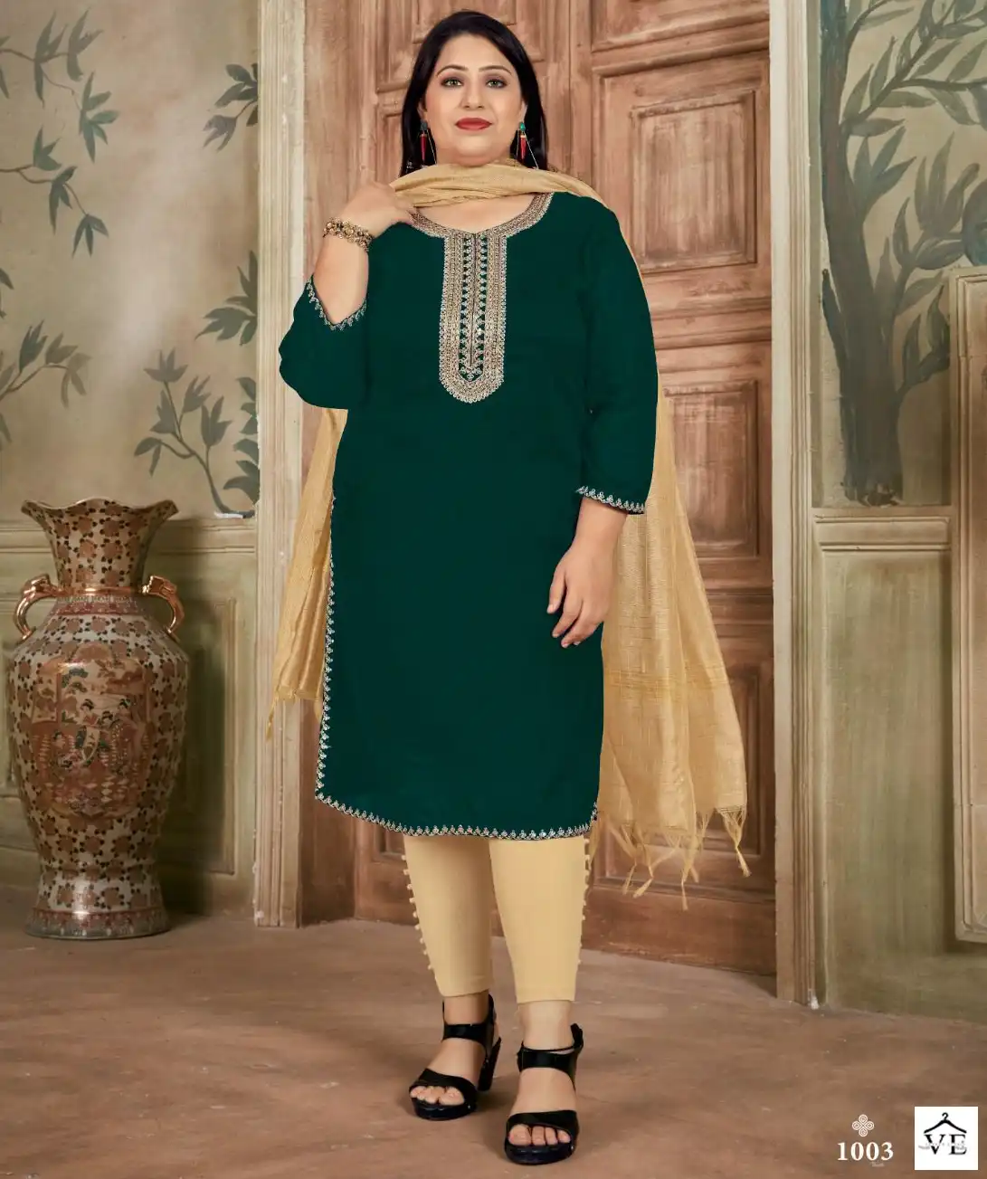 Banwery Plus Size Vol-1 Russian Silk Wholesale Kurti With Dupatta Catalog — Wholesale Salwar Suits, Banwery wholesale from Surat — view 1