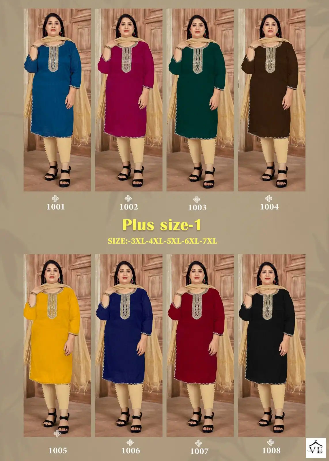 Banwery Plus Size Vol-1 Russian Silk Wholesale Kurti With Dupatta Catalog — Wholesale Salwar Suits, Banwery wholesale from Surat — view 9