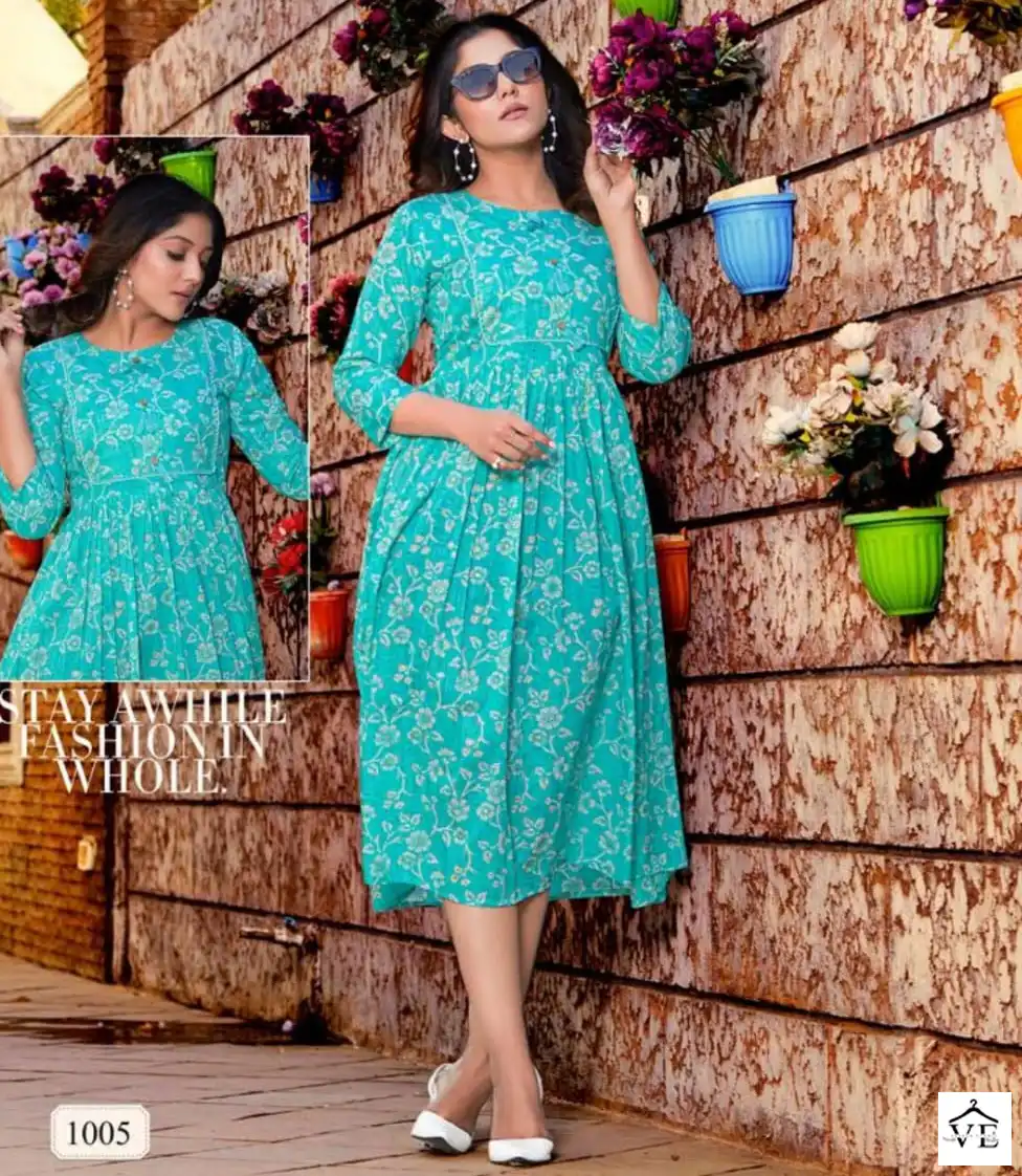 Deecee Parul Heavy Mal Print Wholesale Long Kurti Full Flaired Catalog — Wholesale Kurtis, MPA wholesale from Surat — view 1