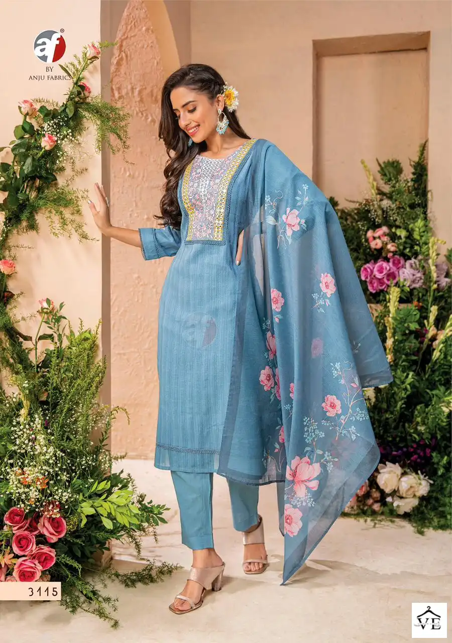 Anju Fabrics Preety Petals Viscose Wholesale Readymade Suits Catalog — Wholesale Salwar Suits, MPA wholesale from Surat - Gallery Image 2