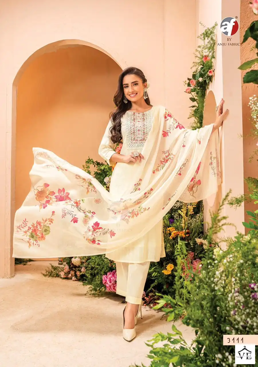 Anju Fabrics Preety Petals Viscose Wholesale Readymade Suits Catalog — Wholesale Salwar Suits, MPA wholesale from Surat - Gallery Image 3
