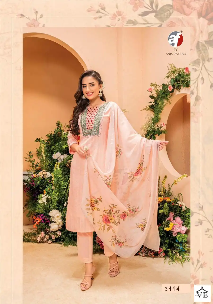 Anju Fabrics Preety Petals Viscose Wholesale Readymade Suits Catalog — Wholesale Salwar Suits, MPA wholesale from Surat - Gallery Image 4