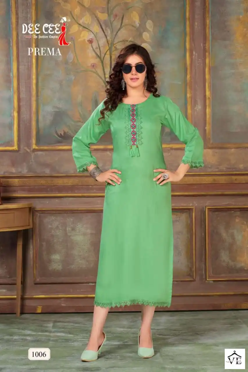 Deecee Prema Rayon Plain Wholesale Long Kurti Catalog — Wholesale Kurtis, MPA wholesale from Surat - Gallery Image 2