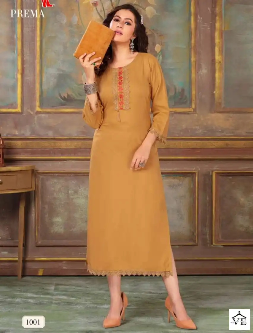 Deecee Prema Rayon Plain Wholesale Long Kurti Catalog — Wholesale Kurtis, MPA wholesale from Surat — view 1