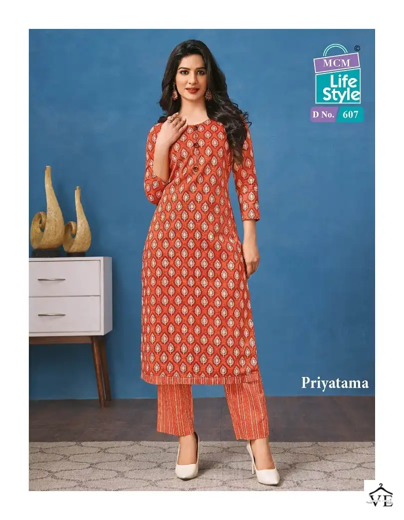 Mcm Lifestyle Priyatama Vol 6 Pure Cotton Wholesale Kurti With Pant Catalog — Wholesale Kurtis, Mcm wholesale from Surat - Gallery Image 4