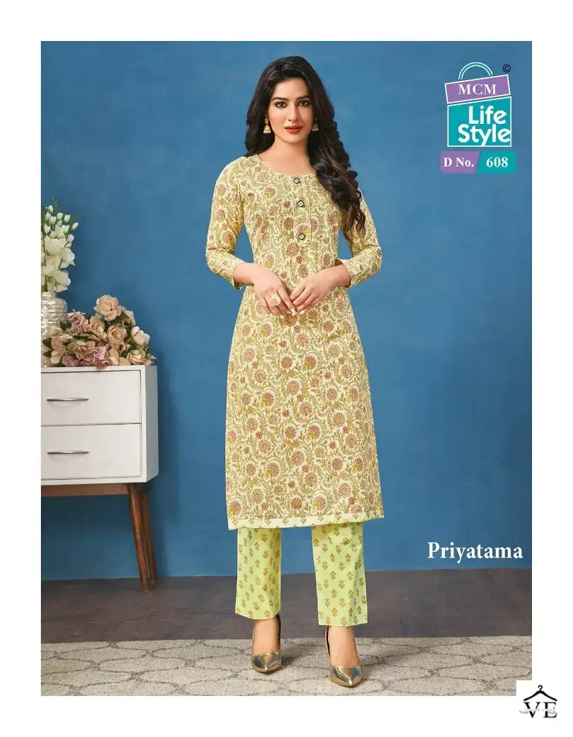 Mcm Lifestyle Priyatama Vol 6 Pure Cotton Wholesale Kurti With Pant Catalog — Wholesale Kurtis, Mcm wholesale from Surat - Gallery Image 5