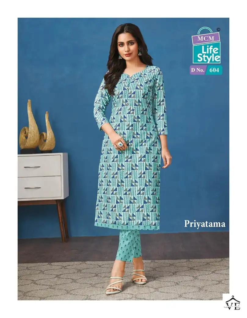Mcm Lifestyle Priyatama Vol 6 Pure Cotton Wholesale Kurti With Pant Catalog — Wholesale Kurtis, Mcm wholesale from Surat - Gallery Image 6