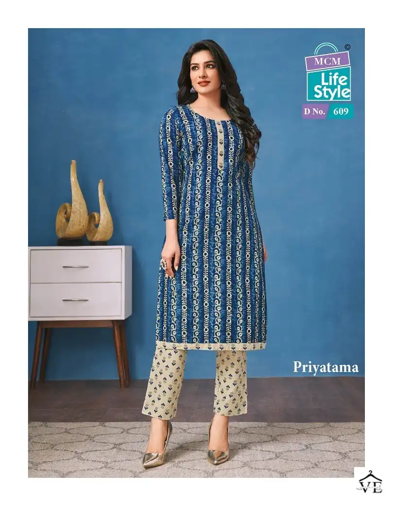 Mcm Lifestyle Priyatama Vol 6 Pure Cotton Wholesale Kurti With Pant Catalog — Wholesale Kurtis, Mcm wholesale from Surat - Gallery Image 7