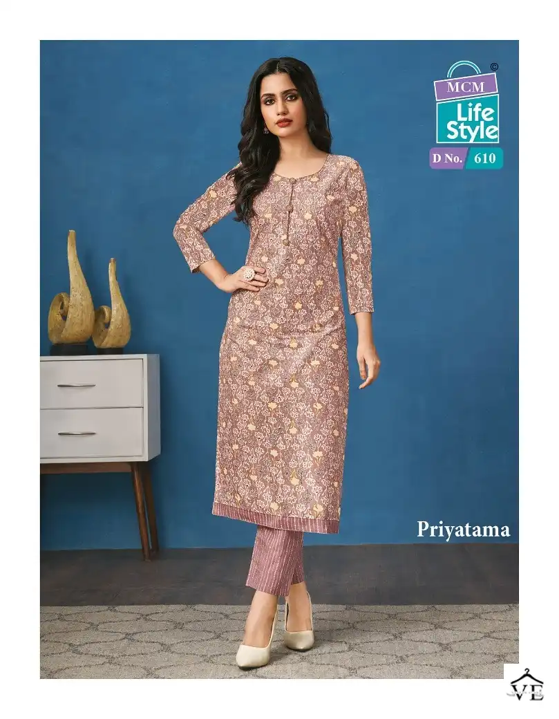 Mcm Lifestyle Priyatama Vol 6 Pure Cotton Wholesale Kurti With Pant Catalog — Wholesale Kurtis, Mcm wholesale from Surat - Gallery Image 8