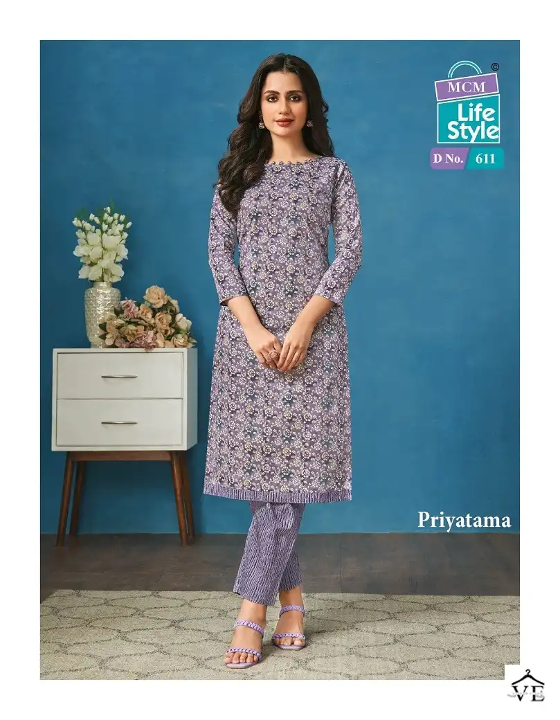 Mcm Lifestyle Priyatama Vol 6 Pure Cotton Wholesale Kurti With Pant Catalog — Wholesale Kurtis, Mcm wholesale from Surat - Gallery Image 9