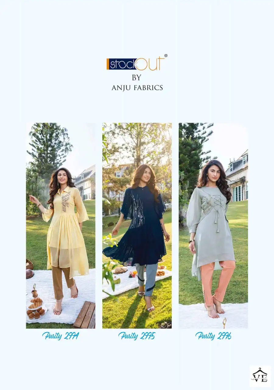 Anju Fabrics Purity Vol 4 Heavy Faux Georgette Wholesale Kurti With Pant Catalog — Wholesale Kurtis, MPA wholesale from Surat — view 8