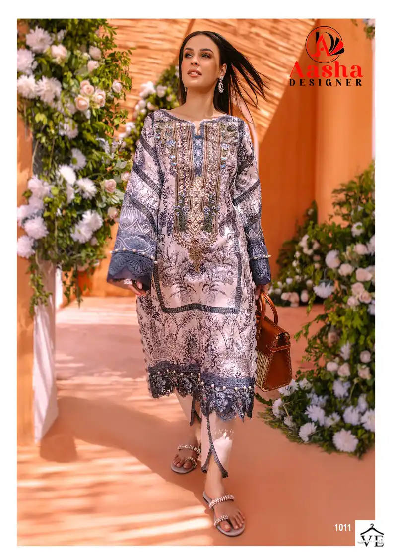Aasha Designer Queen's-2 Pure Cotton Wholesale Pakistani Suits Catalog — Wholesale Salwar Suits, MPA wholesale from Surat - Gallery Image 4