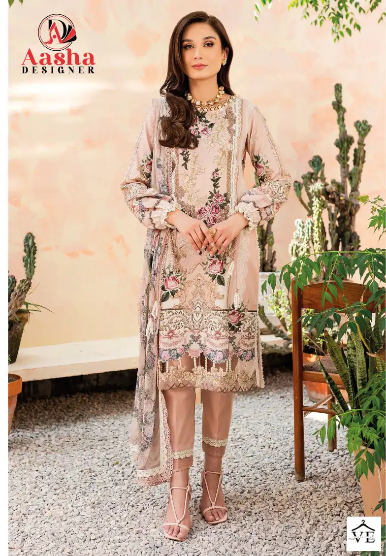 Aasha Designer Queen's-2 Pure Cotton Wholesale Pakistani Suits Catalog — Wholesale Salwar Suits, MPA wholesale from Surat - Gallery Image 3
